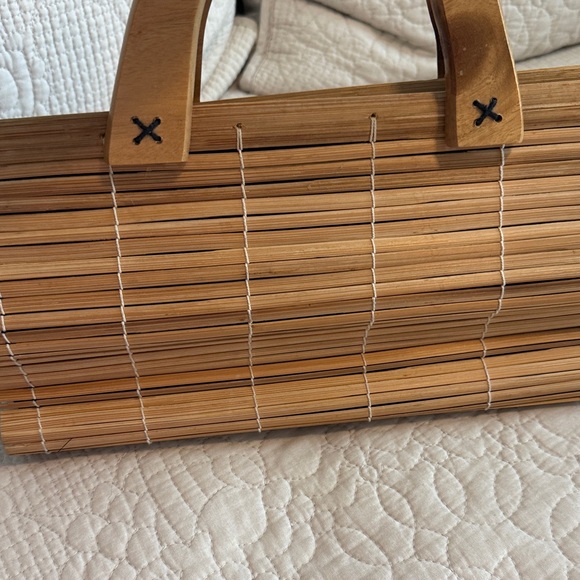 Vintage collapsible Natural Bamboo Women’s Handbag boho cottage core - Picture 4 of 9